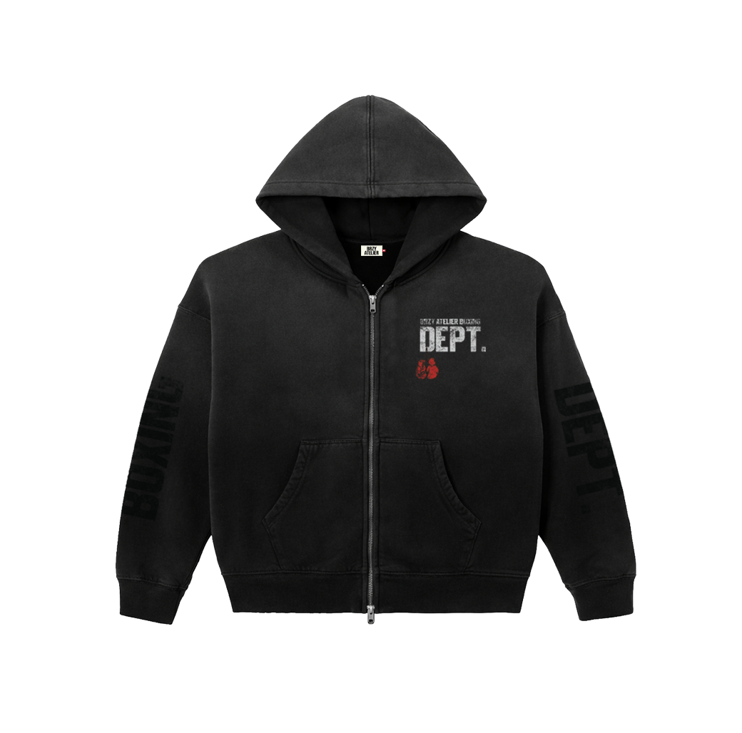 BLACK SUNFADED BOXING DEPARTMENT HOODIE